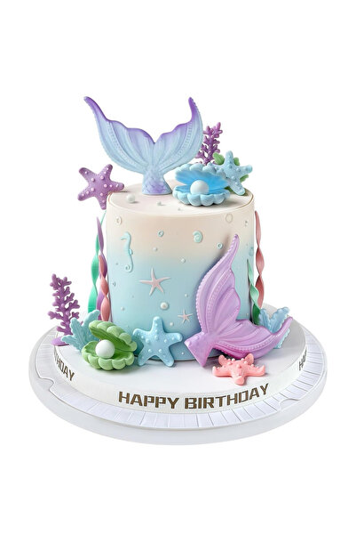 Choice 21pcs blue Mermaid Cake Topper Mermaid Tail Cake Decorations with Seaw...