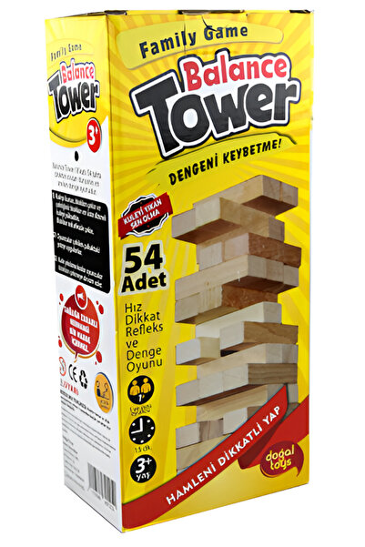DoğaAtölye Doğa Atölye Ahşap Jenga Denge Oyunu 54 Parça – Balance Tower Ailec...