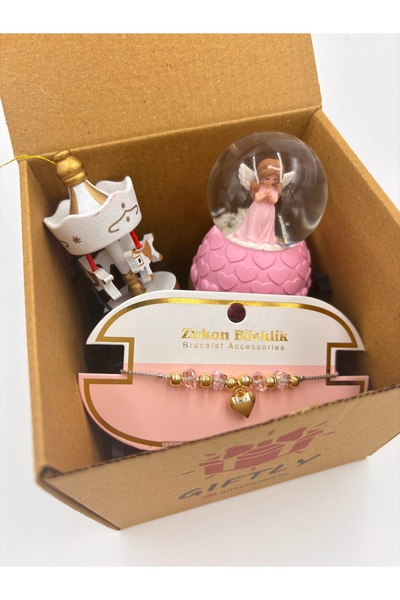 GIFT Melek Kar Küresi & Zirkon Bileklik Hediye Seti