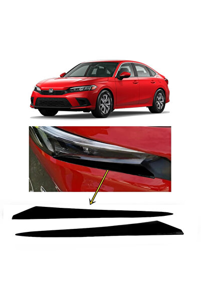 Universal Honda Civic FE1 2022 ve Sonrası Far Altı Kaşı Çıtası Piyano Black 2...