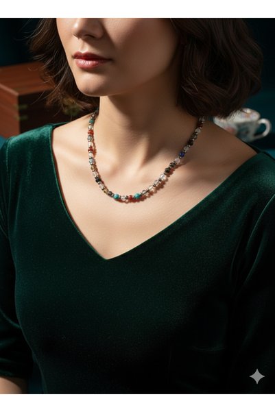 Zihintaşı Atölyesi 7 Chakra 4mm Natural Stone Necklace