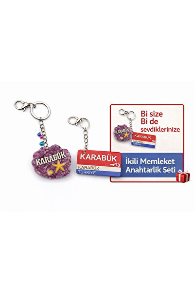 Home Karabük Hometown Themed Handmade Set of 2 Keychains