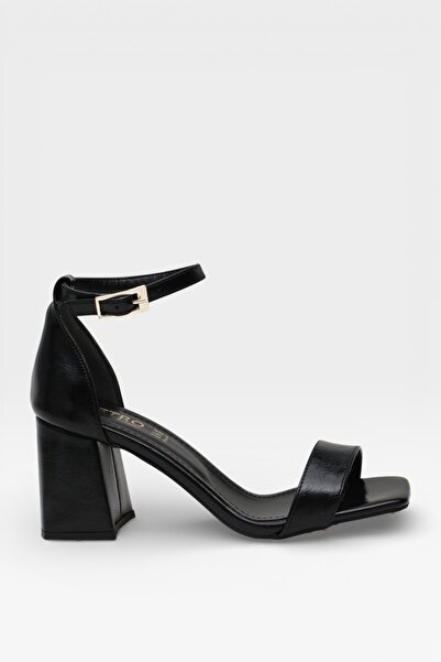 Cochines Sandale cu bretele din piele neagră pentru femei, rochie de seară, p...