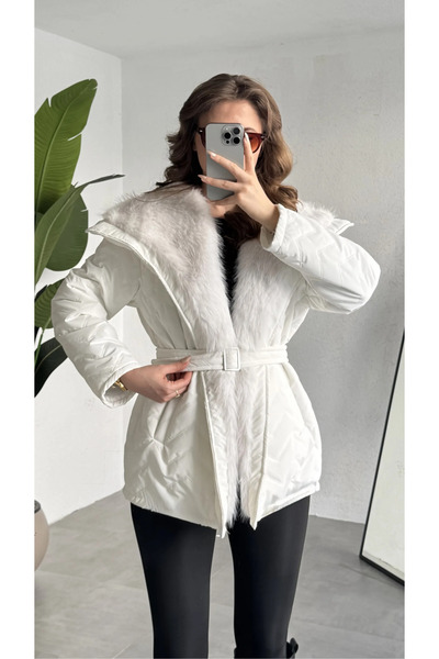 Lila Moda Women's Luna Fur Detailed Inflatable Coat