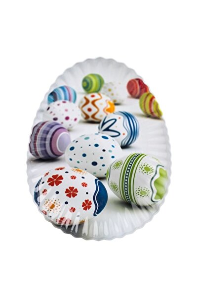 OEM Decorative Easter Plate, Metallic White with Egg Pattern 23.5cm