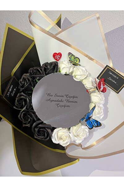 greendeco Aynalı senden önce -sende sonra gül buket Aranjmanı -kokulu 1 sınıf...