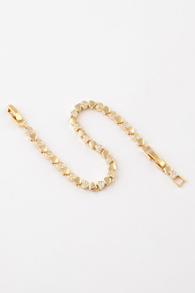 Sortie Aksesuar Heart Chain Figured Zircon Stone Stainless Steel Design Bracelet