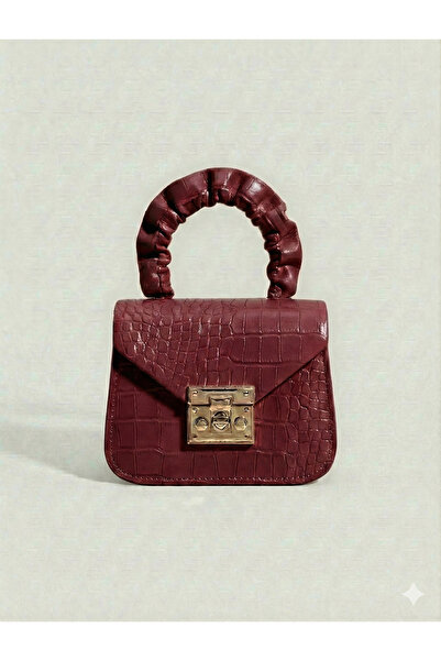 Çanta Trend - حقيبة جلدية صغيرة بنمط جلد التمساح مع مقبض قابل للشد