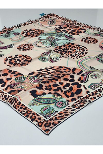 PİRAMİT Balse Sura Silk Scarf Orange Navy Blue 5025-1