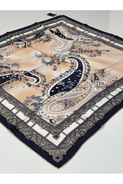 PİRAMİT Balse Sura Silk Scarf Dark Blue Salmon 5019-2