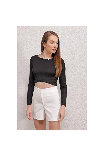 ALPACO 0444 Crop Chain Blouse - D. Black