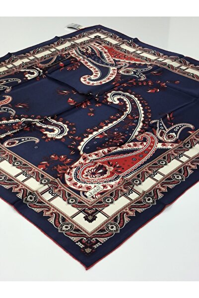 PİRAMİT Balse Sura Silk Scarf Dark Blue Burgundy 5019-1