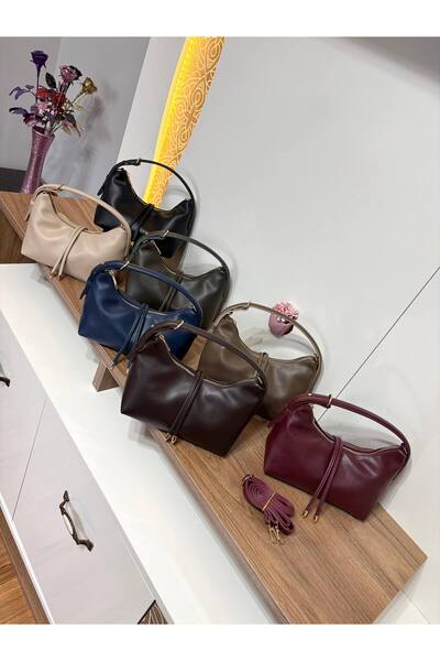 MyleeButik Yumuşak Deri Görünümlü Hobo Ayarlanabilir Askılı Baget Omuz Çantası
