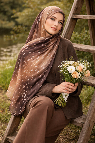 MİNELEŞARP34 Doğal ceylan desenli pamuk soft şal, yumuşak dokusu ve nefes ala...