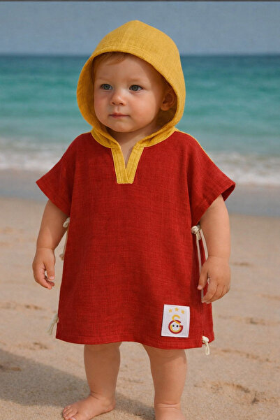 ygz junior organik çift kat müslin deniz havuz pançosu