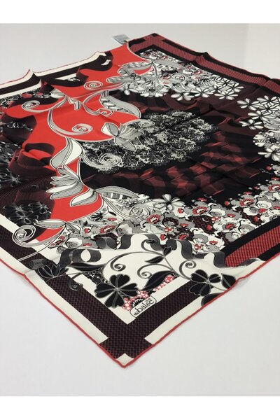 PİRAMİT Balse Sura Silk Scarf Black Red 5018-1