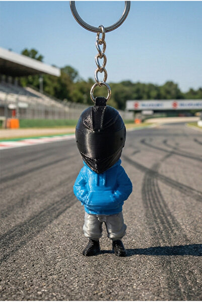 Ceery Street Style Motorcu Anahtarlık Mavi Sweatshirtlü Kasklı Karakter Dekor...