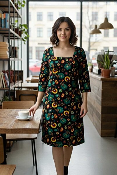 yb yağmur butik Rochie din flanelă cu guler pătrat