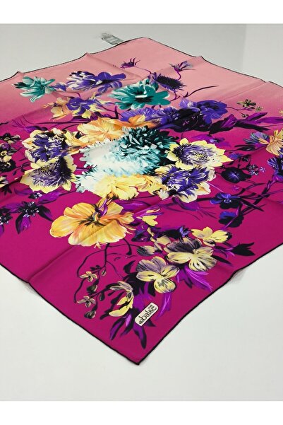 PİRAMİT Balse Sura Silk Scarf Dark Fuchsia Yellow 5026-3