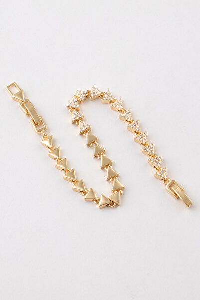 Sortie Aksesuar Stainless Steel Design Bracelet with Triangle Chain Figure an...