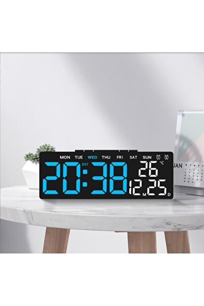 DUHALINE Büyük Ekran Dijital LED Saat - Termometre & Takvimli Duvar ve Masa S...