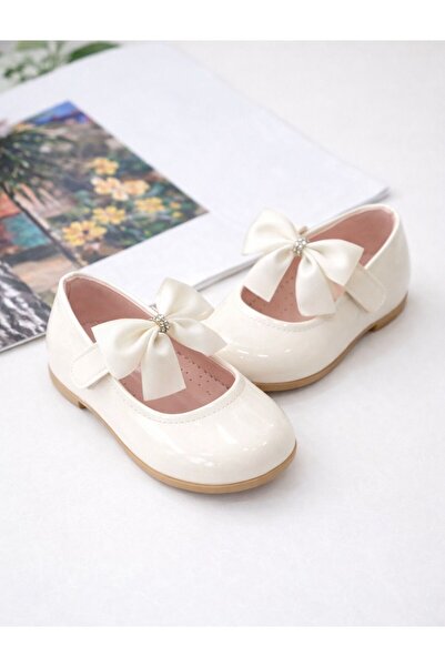 KOKOŞ BEBEK Ortopedik Fiyonklu Kız Çocuk Babet Ayakkabı – Siyah & Krem | 21–3...