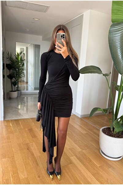 MEECY Rochie drapată cu trenă