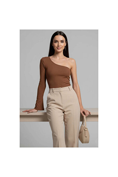 Skygo One-shoulder basic blouse - coffee t4275