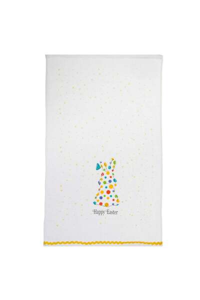 OEM Prosop de Bucatarie din Bumbac Alb cu Model Iepuras de Paste „Happy Easte...