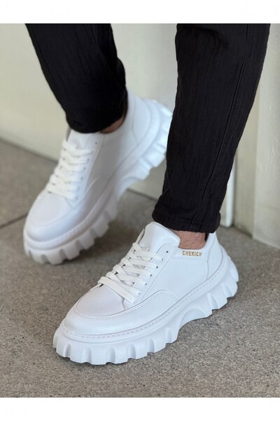 gizlitopuk Hidden Heel Height Increasing 8 cm White Men's Sports Shoes Gtchk4000