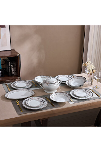 Malooki Onyx Royal Gold Porcelain Dinner Set for 12 People, 40 Pieces, Black ...