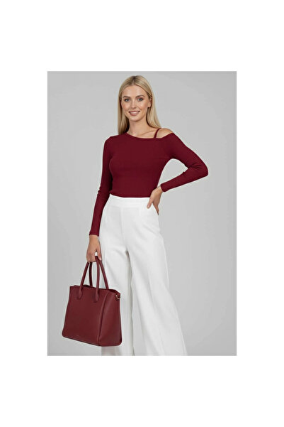 ZENGEZUR MALL Bluză cu un singur umăr cu șnur Burgundy t4328