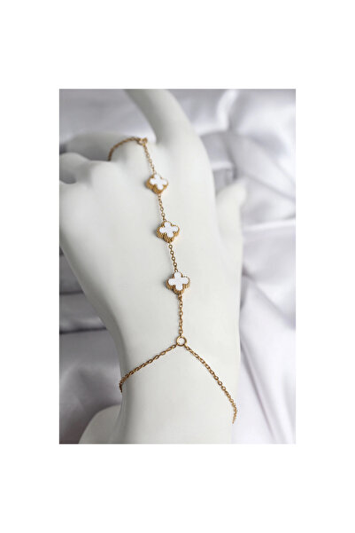 Erbilden Erb 316L Çelik Gold Renk Beyaz Yonca Model Kadın Şahmeran