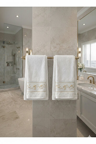 Özdilek Danile White Embroidered Towel Set of 2 in Box