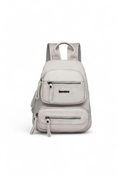 21Kbarcelona Gray Women's Backpack with Logo Detail Brc-1929
