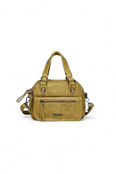 21Kbarcelona Pistachio Green Women's Handbag with Logo Detail Brc-1933