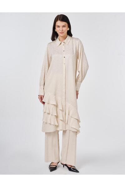 Kayra Jacquard Double Suit Cream