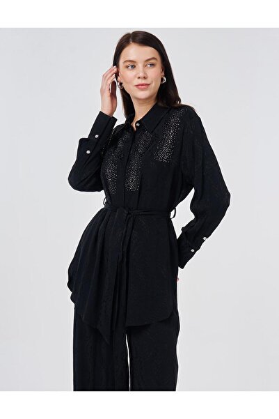 Kayra %100 Viskon Hotfix Baskılı İkili Takım Siyah