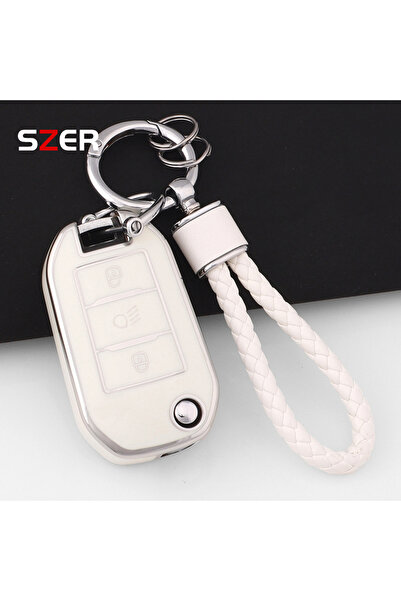 Choice3 White Set TPU Car Flip Key Case Cover Shell Fob For Peugeot 208 3008 ...