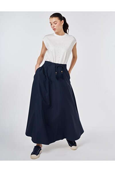 Kayra Плюшева спідниця з бахромою Темно-синя