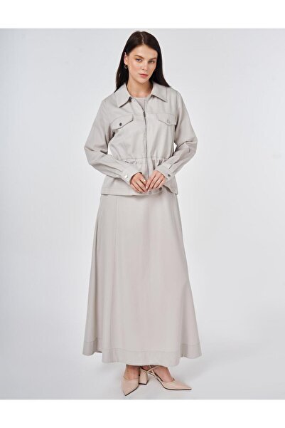 Kayra Punto Dikişli Lyocell Pamuk İkili Takım Açık Gri