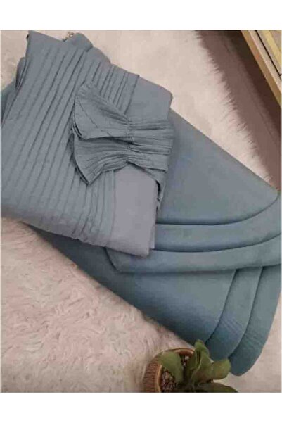 Gerenic Soft velvet prayer set in sky blue, including prayer mat and prayer s...