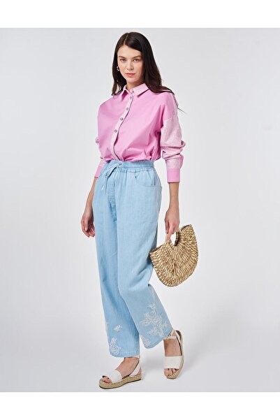 KYR Embroidered Cuffs Denim Trousers Ice White Wash