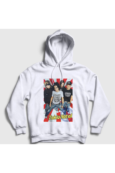 Presmono Unisex White Poster Kaulitz Tokio Hotel Hooded Sweatshirt 600687Tt