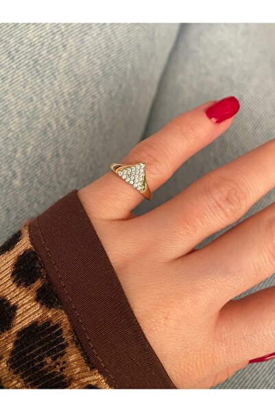 Pinery Jewels إصدار محدود - خاتم نسائي بتصميم مثلث صغير قابل للتعديل من الأسفل