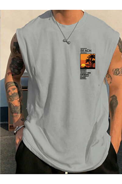 ALCİNOUS Cotton Printed Oversize Sports T-Shirt