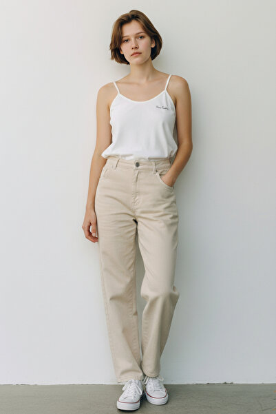 AYKAÇTEKSTİL pierre cuudiy Kadın 3'li Paket Beyaz + ince Askılı Basic Saten i...