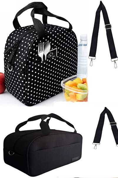 Stok CITY Licensed Thermal 2-Piece Black-Polka Dot Insulated Food Carrying Ba...