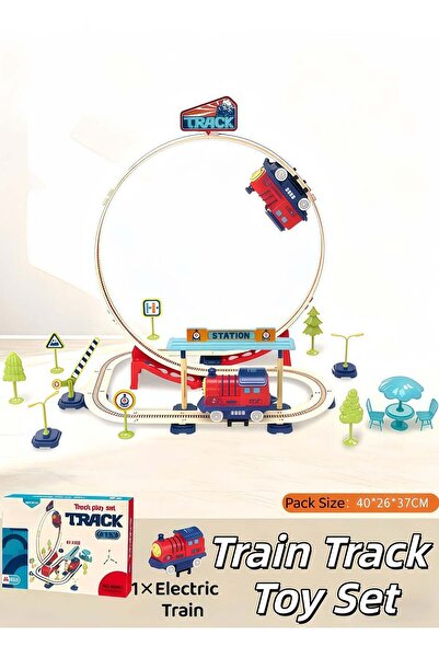 Generic مجموعة مسار قطار مكونة من 47 قطعة، لعبة قطار كهربائي مع مسار متعدد ال...
