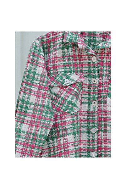 COjans Tweed Shirt with Flap Pocket -Pink